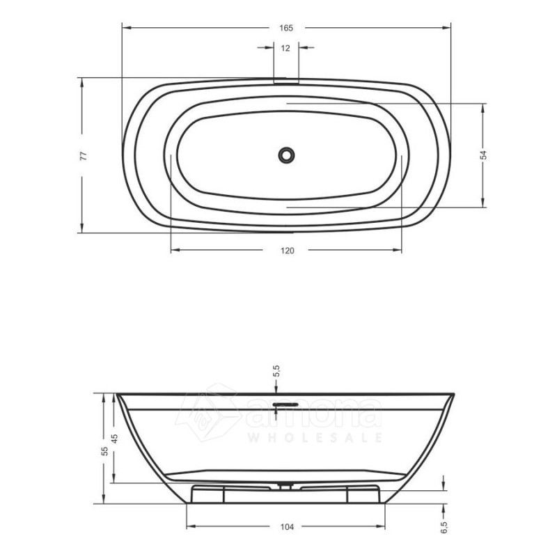 Akmens masės Vonia RIHO Bilo 165x77 cm.