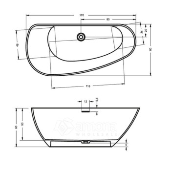 Akmens masės Vonia RIHO Granada 170x80 cm.