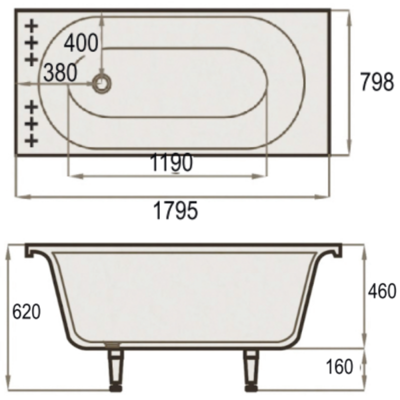 Dirbtinio akmens Vonia SPN Samanta 179,5x79,8 cm. be uždengimo