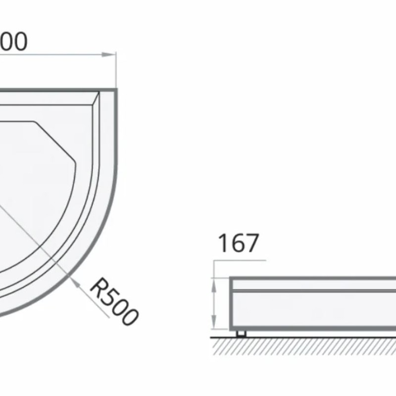 Kompozitinio akmens dušo padėklas SPN P-7043 80x80 cm. R=500