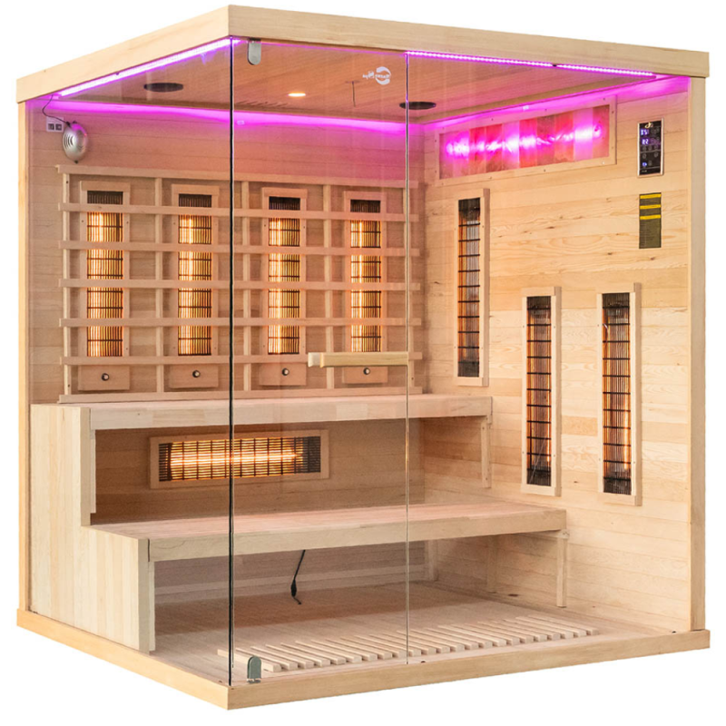 Infraraudonųjų spindulių pirtis su druskos akmenims AMO-EP4RS XL Dešinė 180x160x200 cm