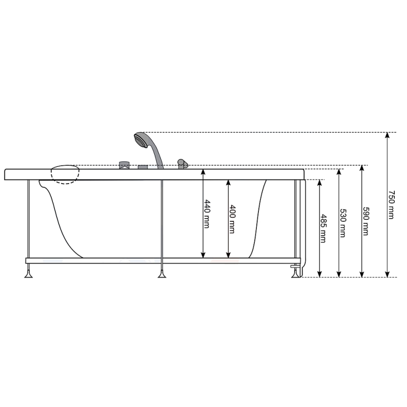 Masažinė Vonia AMO-0207 150X92 cm.