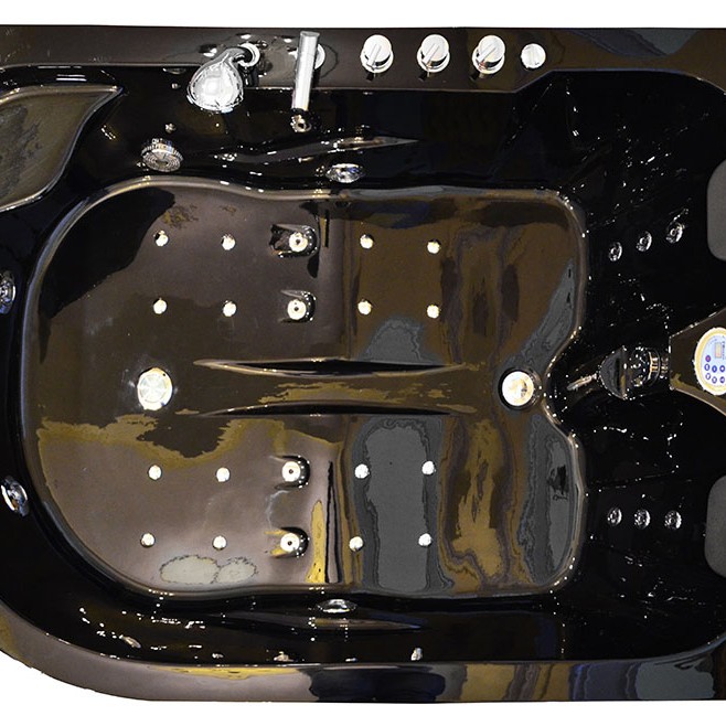 Masažinė Vonia AMO-1631B Dešinė Juoda Dvivietė 180x120 cm.