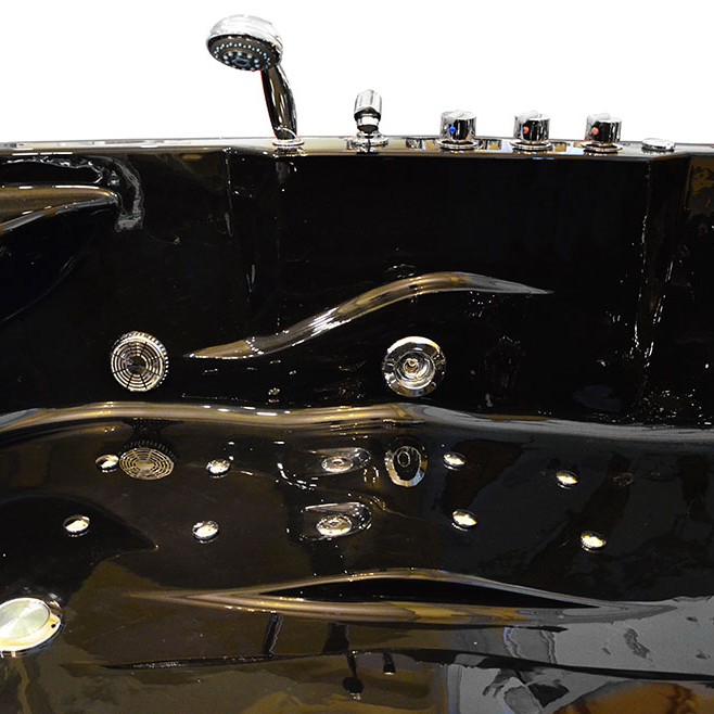 Masažinė Vonia AMO-1631B Dešinė Juoda Dvivietė 180x120 cm.