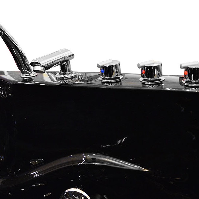 Masažinė Vonia AMO-1631B Dešinė Juoda Dvivietė 180x120 cm.