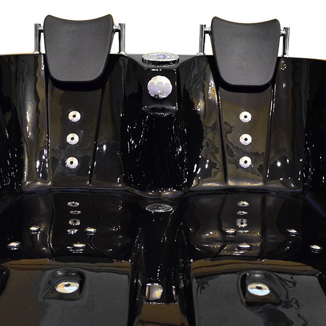 Masažinė Vonia AMO-1631B Dešinė Juoda Dvivietė 180x120 cm.