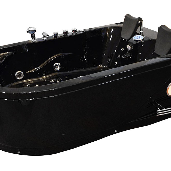 Masažinė Vonia AMO-1631B Dešinė Juoda Dvivietė 180x120 cm.