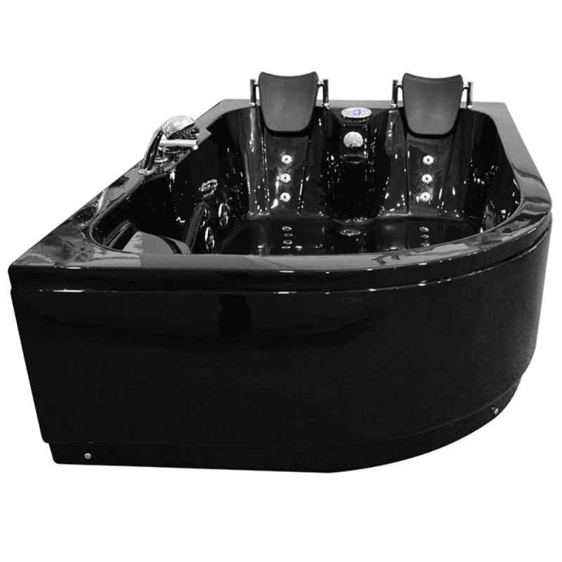 Masažinė Vonia AMO-1631B Turbo Dešinė Juoda Dvivietė 180x120 cm.