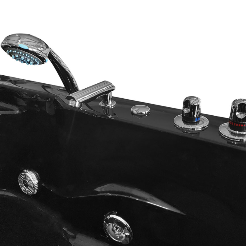 Masažinė Vonia AMO-1631B Turbo Dešinė Juoda Dvivietė 180x120 cm.