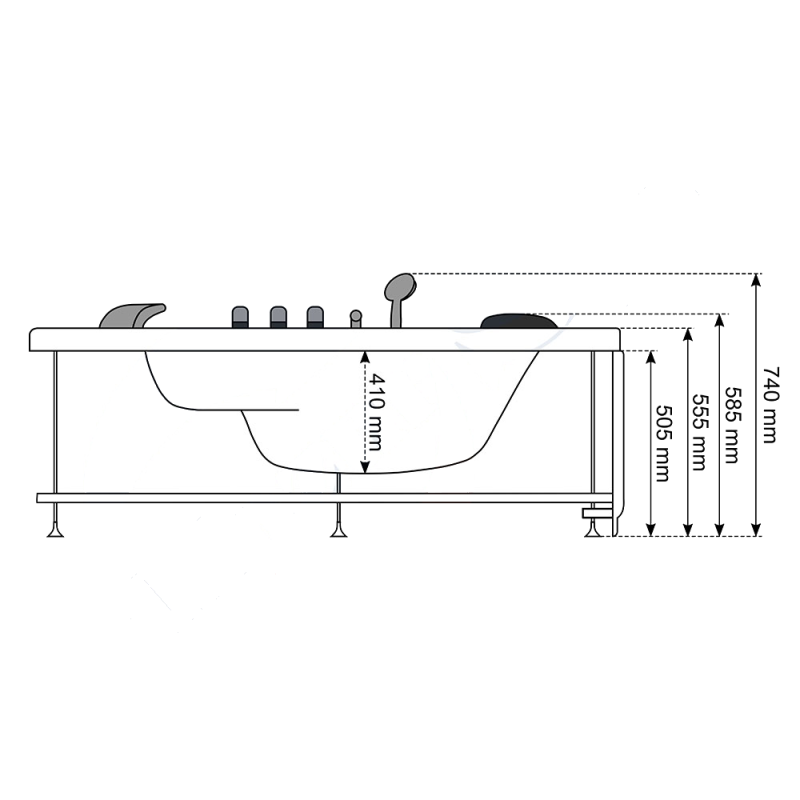 Masažinė Vonia AMO-1638 Turbo Dvivietė 152x152 cm.