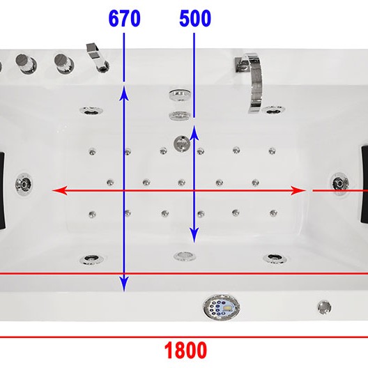 Masažinė Vonia AMO-1658 Dvivietė 183x91 cm.