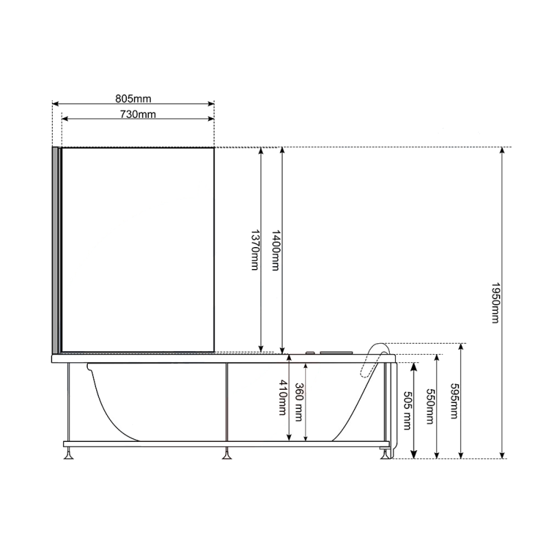 Masažinė Vonia AMO-1684 Kairė 170x85 cm