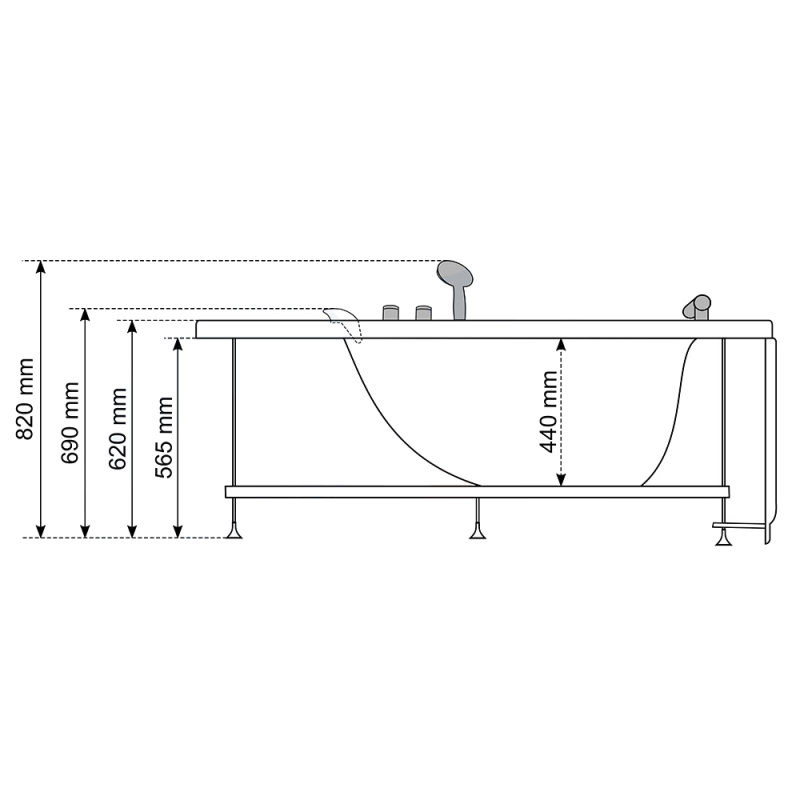 Masažinė Vonia AMO-0202 150x100 cm.