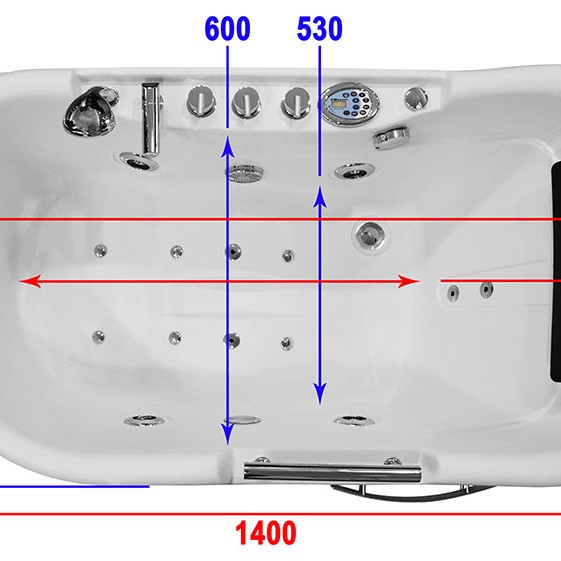 Masažinė Vonia AMO-1683 Dešinė 140x87 cm.