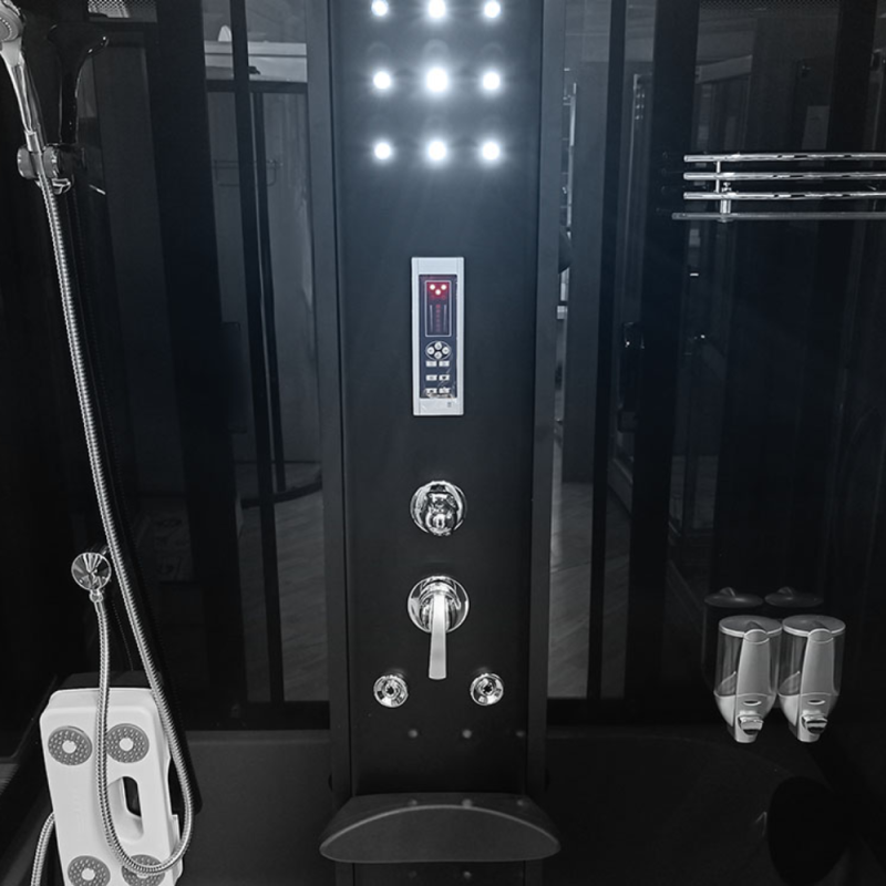 Masažinė Dušo Kabina AMO-0611 Juoda 170x90 cm.