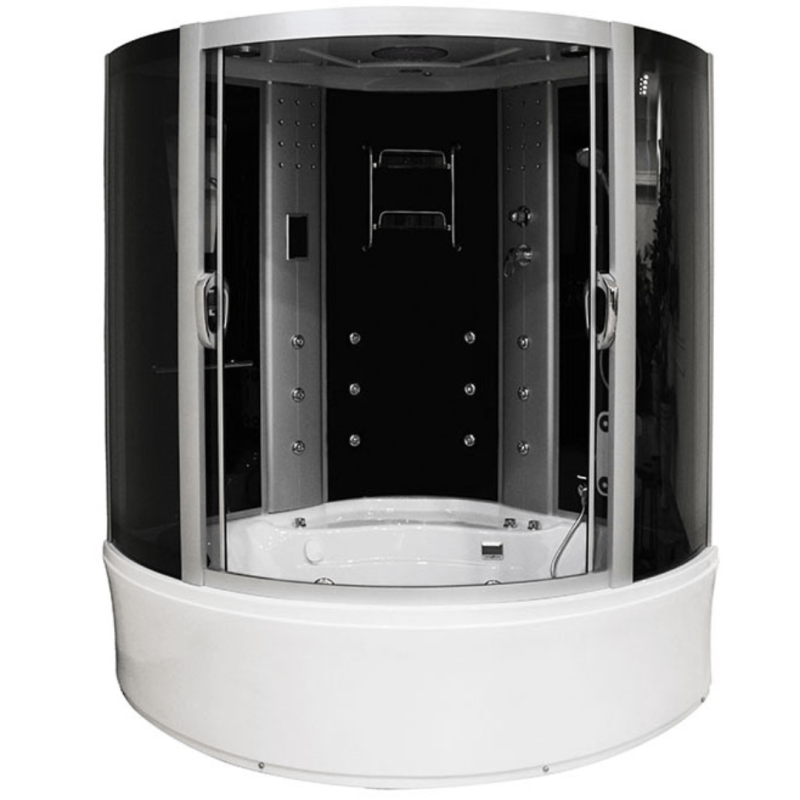 Masažinė Dušo Kabina AMO-08150S BLACK Su Masažine Vonia 150x150 cm.