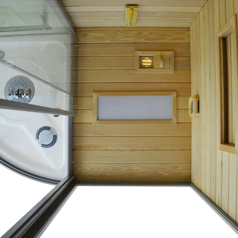 Sauna Su Hidromasažine Dušo Kabina AMO-1751W Kairė TRIO 180x110x223 cm.