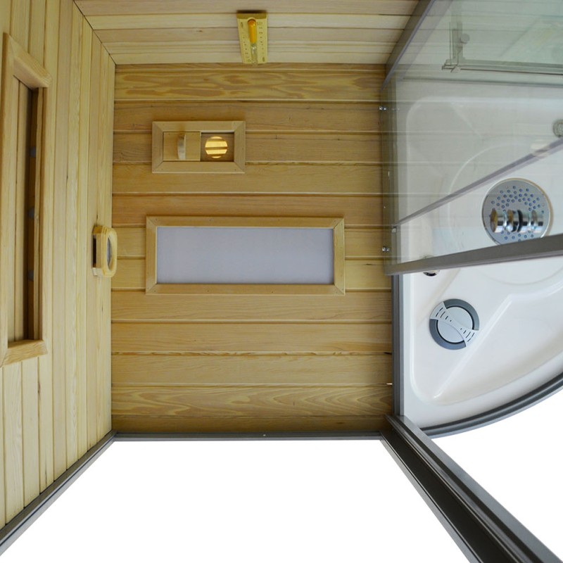 Sauna Su Hidromasažine Dušo Kabina AMO-1751W Dešinė TRIO 180x110x223 cm.