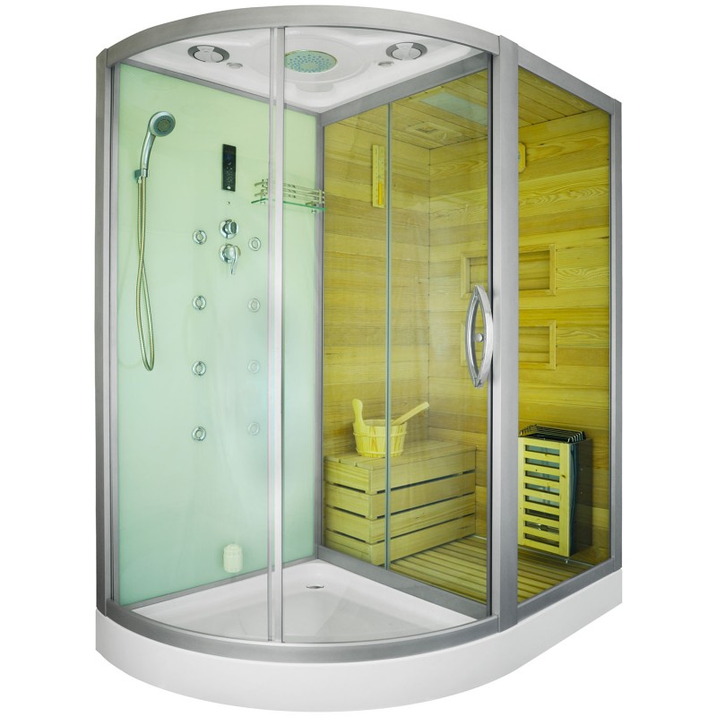 Sauna Su Hidromasažine Dušo Kabina AMO-1751W Dešinė TRIO 180x110x223 cm.
