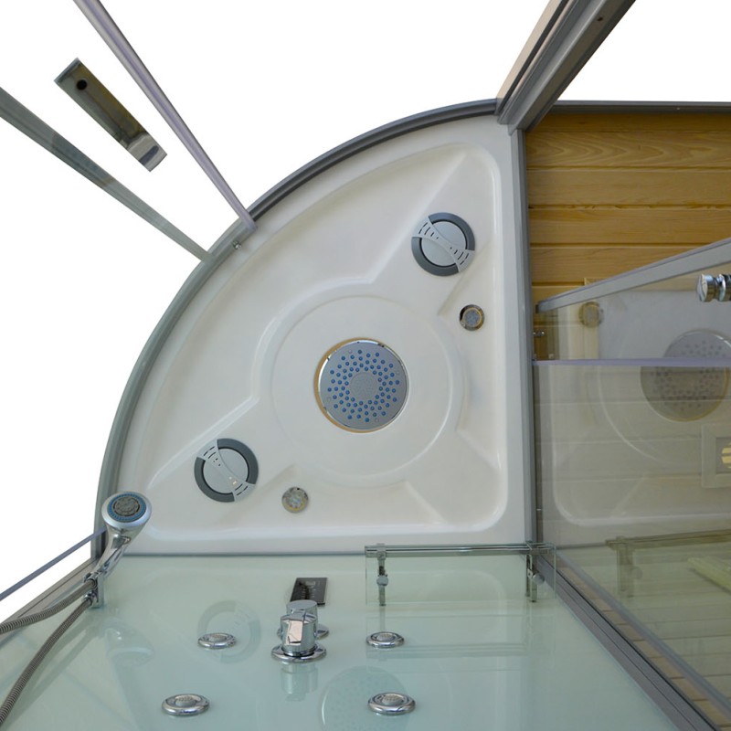 Sauna Su Hidromasažine Dušo Kabina AMO-1751W Dešinė TRIO 180x110x223 cm.