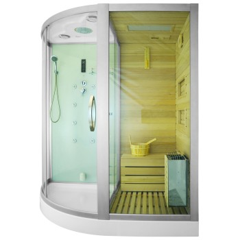 Sauna Su Hidromasažine Dušo Kabina AMO-1751W Dešinė TRIO 180x110x223 cm.