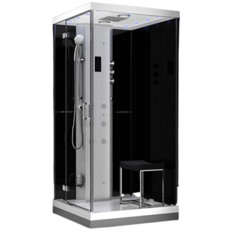 Garinė Dušo Kabina AMUE-H1000-22L Juoda 100x100x217 cm.