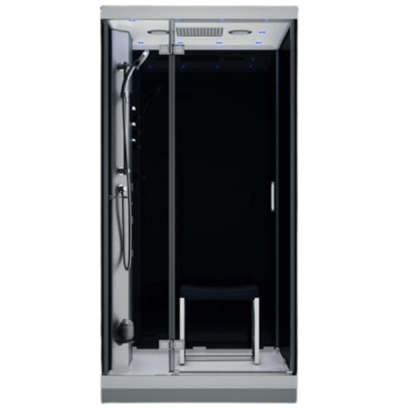 Garinė Dušo Kabina AMUE-H1000-23L Juoda 100x100x217 cm.