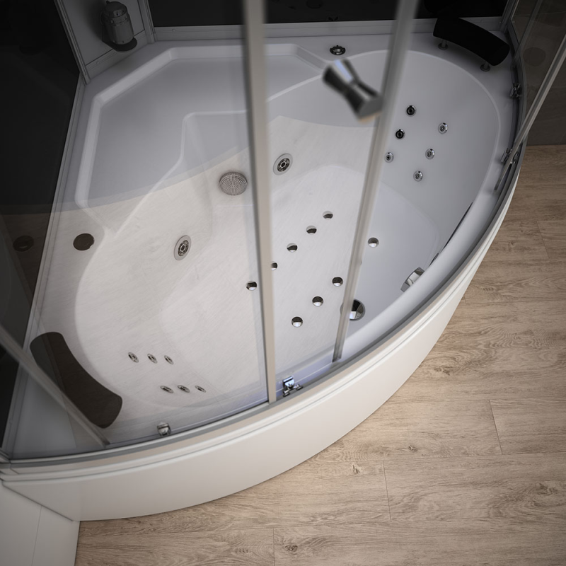 Garinė Dušo Kabina Su Hidromasažu  AMUE-AF1414 Juoda 140x140