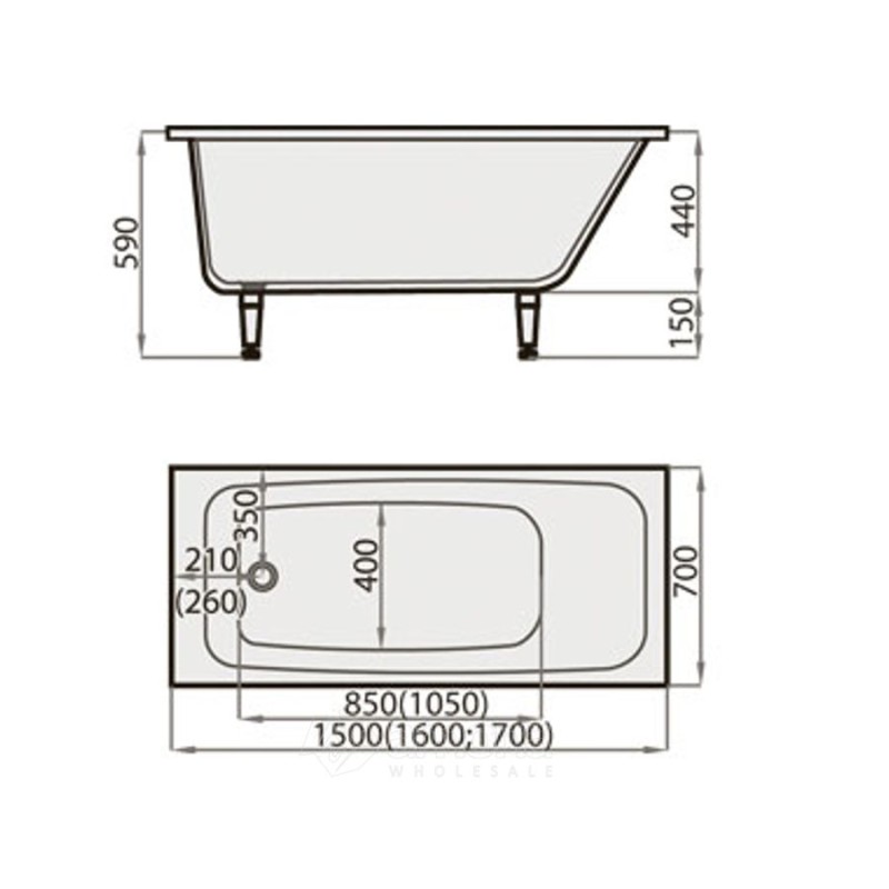 Akmens Masės Vonia SPN Klassika 160x70 cm. be uždengimo