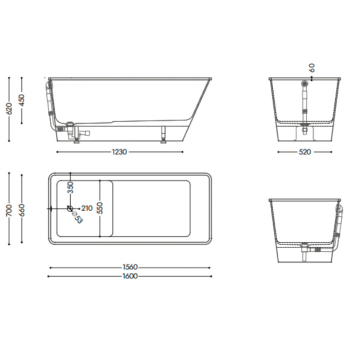 Akmens Masės Vonia SPN Napoli 160x70