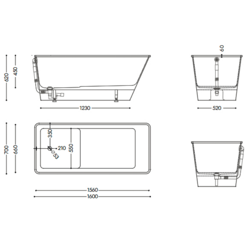 Akmens Masės Vonia SPN Napoli 160x70