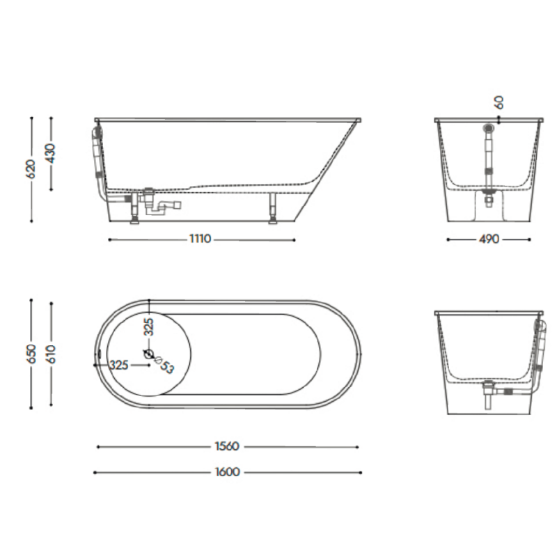 Akmens Masės Vonia SPN Venezia 160x65
