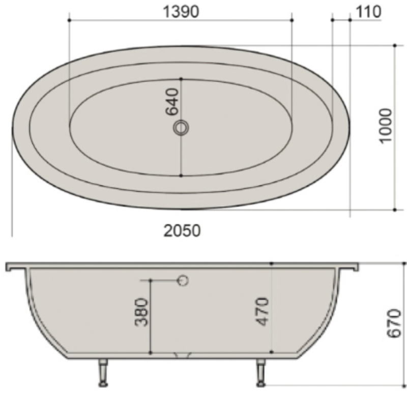 Akmens Masės Vonia SPN Bella 205x100 cm.