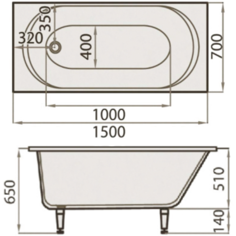 Akmens Masės Vonia SPN Camilla 150x70 cm. dešinės puses kampine panele