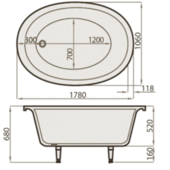 Akmens Masės Vonia SPN Marina 178x106 cm.