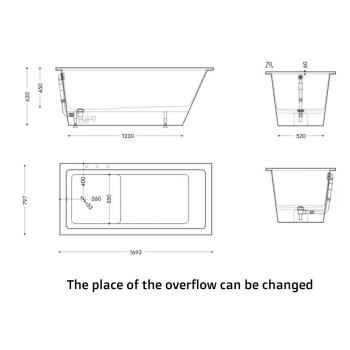 Akmens Masės Vonia SPN Milano 170x80