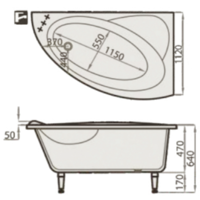 Akmens Masės Vonia SPN Santa 168x112 cm. kairės pusės