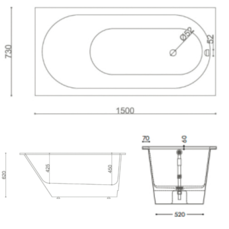 Akmens Masės Vonia SPN Verona 150x73 cm.