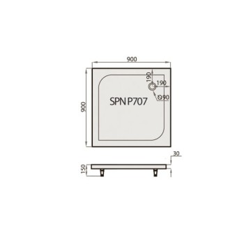 Akmens Masės Dušo Padėklas SPN P 707K 90x90 cm.