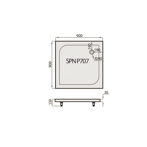 Akmens Masės Dušo Padėklas SPN P 707K 90x90 cm.