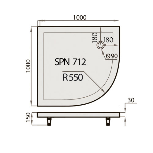 Akmens Masės Dušo Padėklas SPN P 712K 100x100 cm.