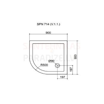 Akmens Masės Dušo Padėklas SPN P 714K 90x90 cm.