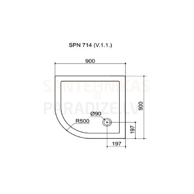 Akmens Masės Dušo Padėklas SPN P 714K 90x90 cm.