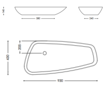 Akmens Masės praustuvas SPN Siesta 93x43 cm.