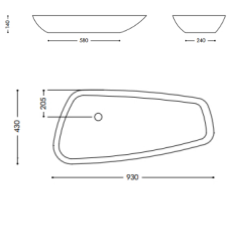 Akmens Masės praustuvas SPN Siesta 93x43 cm.